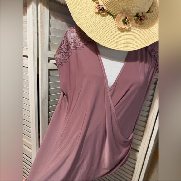 NEW•2X•Slinky Lace Detail Mauve/Light Purple - Picture 7 of 11